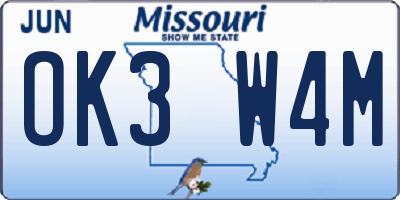 MO license plate OK3W4M