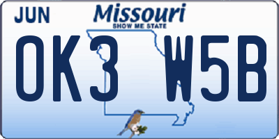 MO license plate OK3W5B