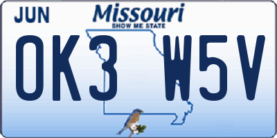 MO license plate OK3W5V