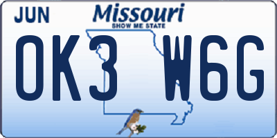 MO license plate OK3W6G
