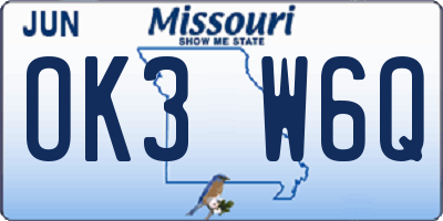MO license plate OK3W6Q