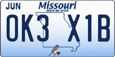 MO license plate OK3X1B