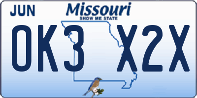 MO license plate OK3X2X
