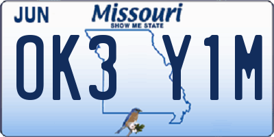 MO license plate OK3Y1M