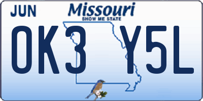 MO license plate OK3Y5L