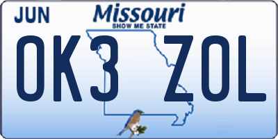 MO license plate OK3Z0L