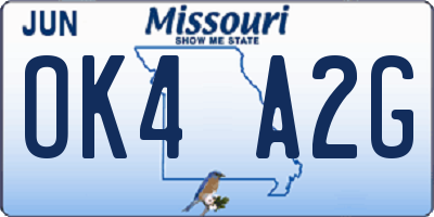 MO license plate OK4A2G