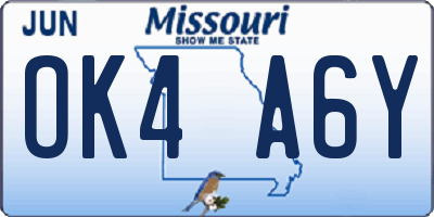 MO license plate OK4A6Y