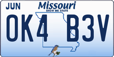 MO license plate OK4B3V