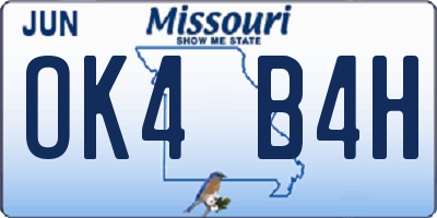 MO license plate OK4B4H