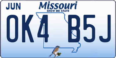MO license plate OK4B5J