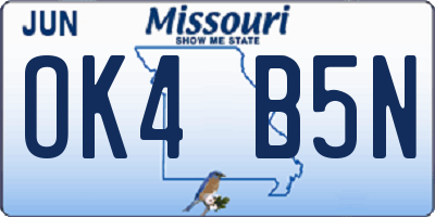 MO license plate OK4B5N