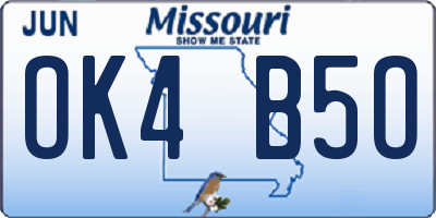 MO license plate OK4B5O