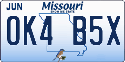 MO license plate OK4B5X
