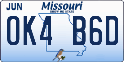 MO license plate OK4B6D