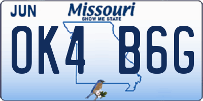 MO license plate OK4B6G