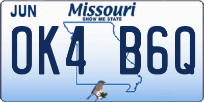 MO license plate OK4B6Q