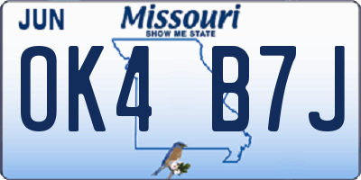 MO license plate OK4B7J
