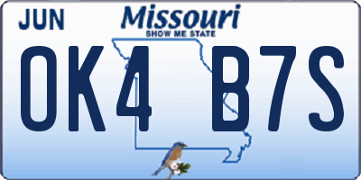 MO license plate OK4B7S