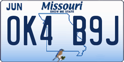 MO license plate OK4B9J