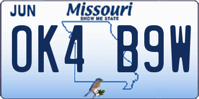 MO license plate OK4B9W