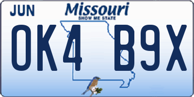 MO license plate OK4B9X