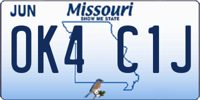 MO license plate OK4C1J