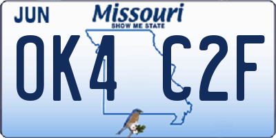 MO license plate OK4C2F