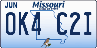 MO license plate OK4C2I