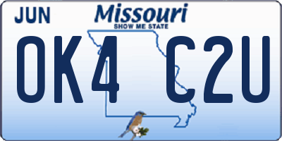 MO license plate OK4C2U