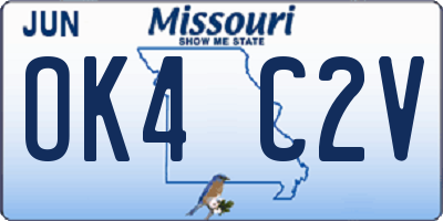 MO license plate OK4C2V