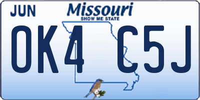 MO license plate OK4C5J