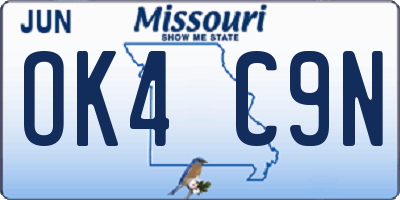 MO license plate OK4C9N