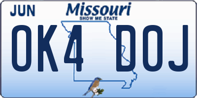 MO license plate OK4D0J