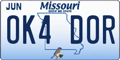 MO license plate OK4D0R