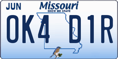 MO license plate OK4D1R