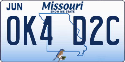 MO license plate OK4D2C