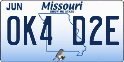 MO license plate OK4D2E