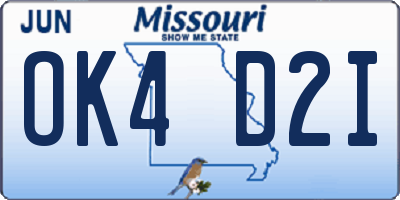 MO license plate OK4D2I