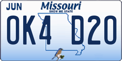 MO license plate OK4D2O