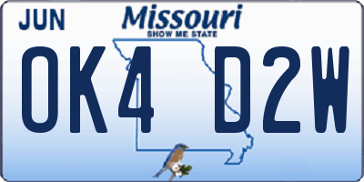 MO license plate OK4D2W