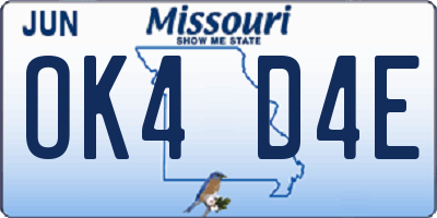 MO license plate OK4D4E