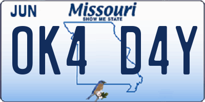 MO license plate OK4D4Y
