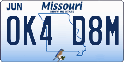 MO license plate OK4D8M
