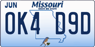 MO license plate OK4D9D