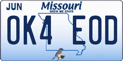 MO license plate OK4E0D