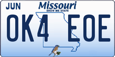 MO license plate OK4E0E