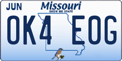 MO license plate OK4E0G