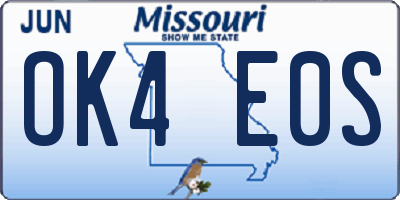MO license plate OK4E0S