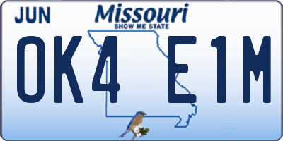 MO license plate OK4E1M